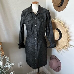 NEW with Tags. Etica Black Snake Print Button Down Dress. Size Medium.